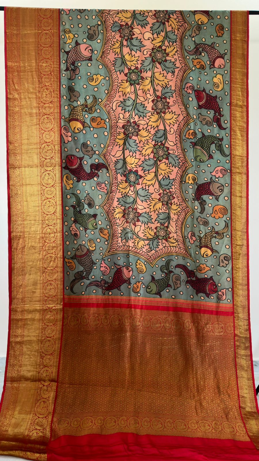 Kanchi Border Kalamkari and Patola Prints Soft Silk Saree | JCS Fashions